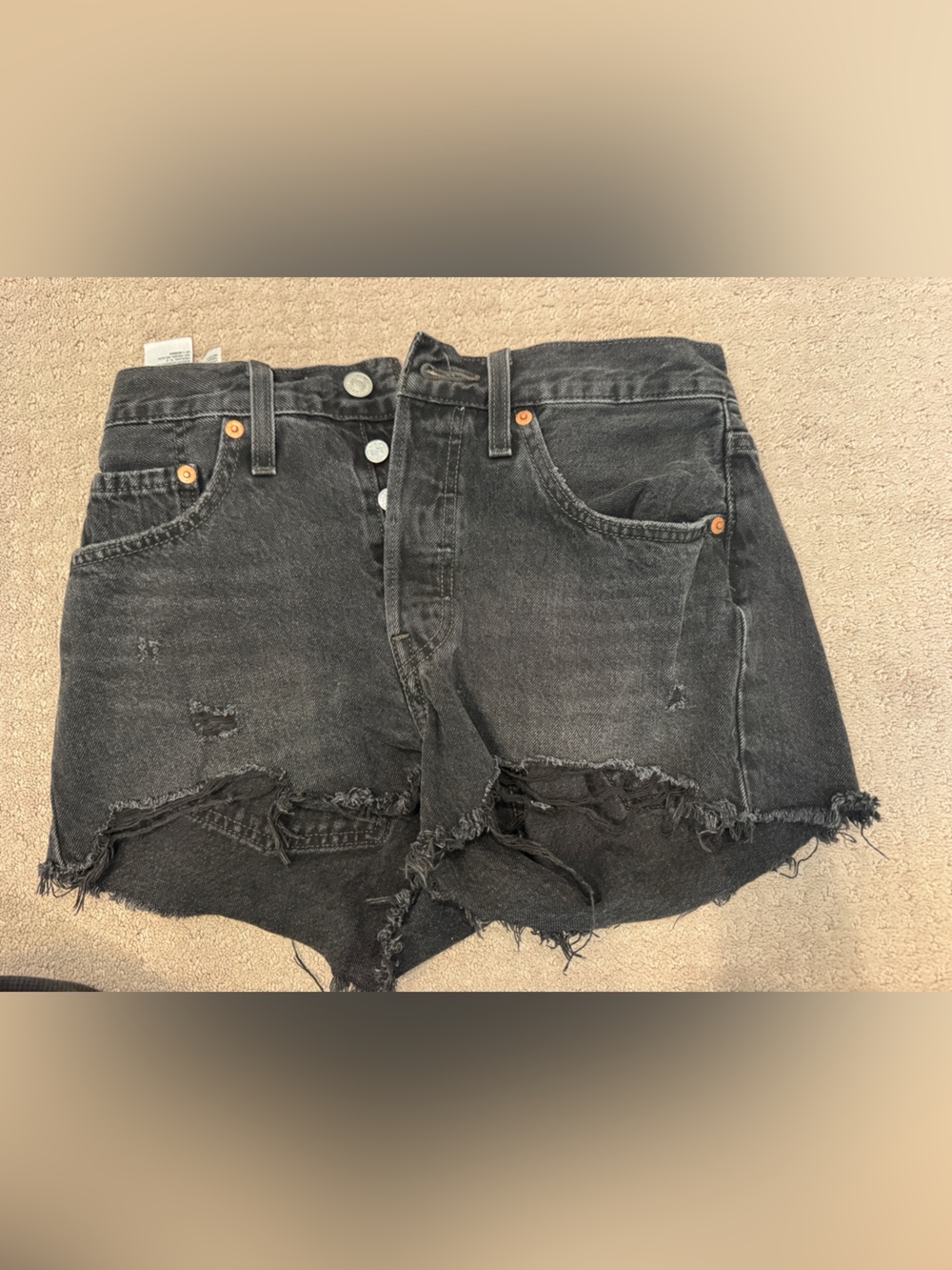 Levi Black Distressed Women’s Denim Shorts